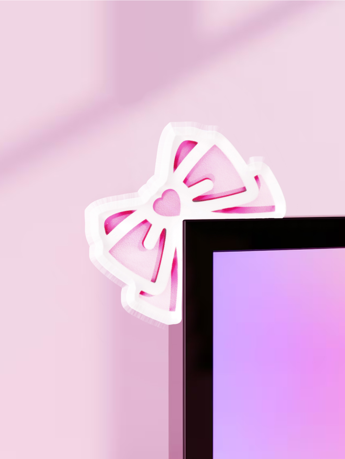 Pc Gaming Kawaii - Kawaii Bow Monitor Decor Pink Acrylic